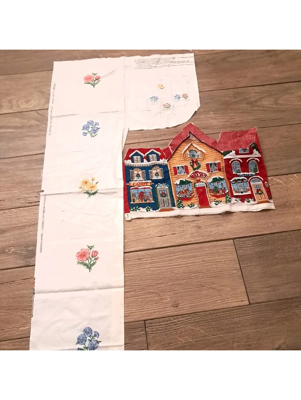Vintage craft fabric panel set Cranston Springs Christmas stocking Goldilocks